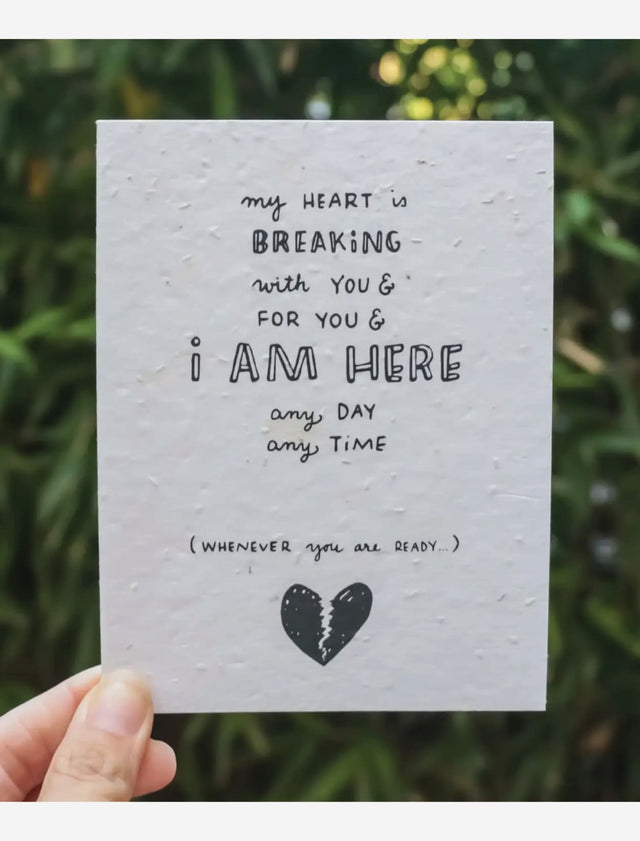 heart breaking sympathy love card