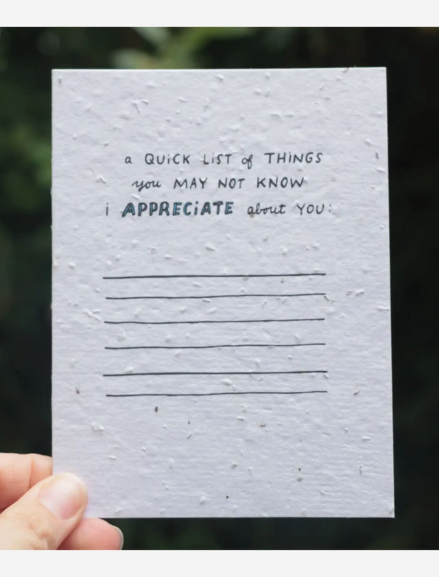 Appreciation wildflower seed paper card