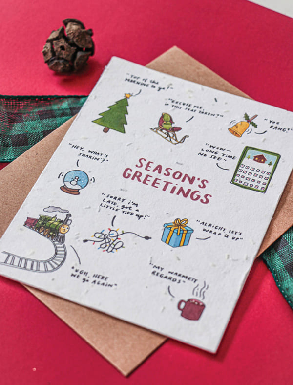 seasons greetings holiday Christmas seed paper card