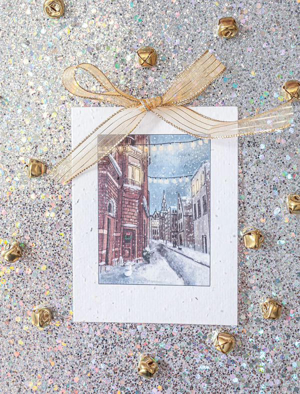 holiday Christmas wildflower seed paper card for mental health