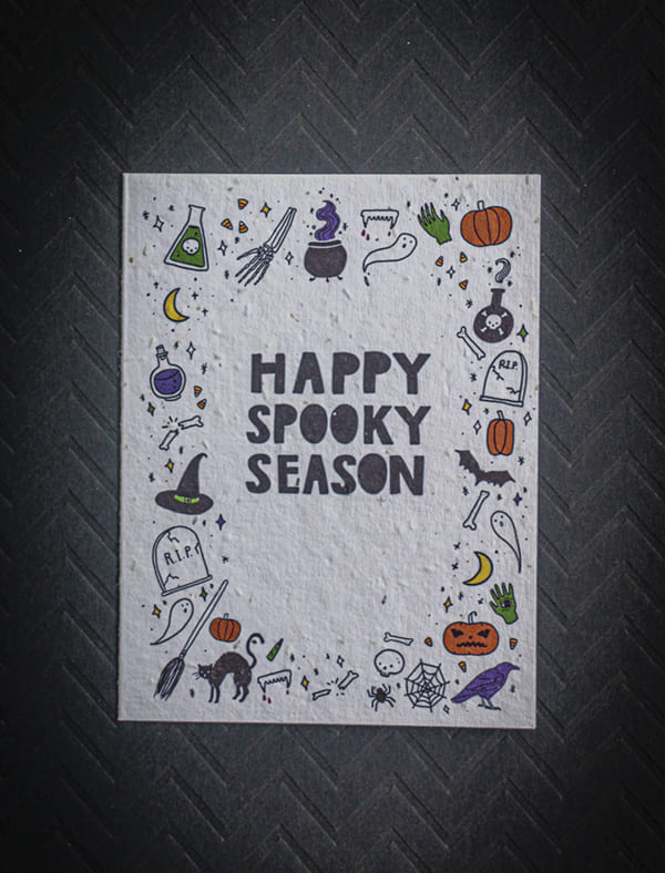 holiday Halloween wildflower seed paper card for mental health