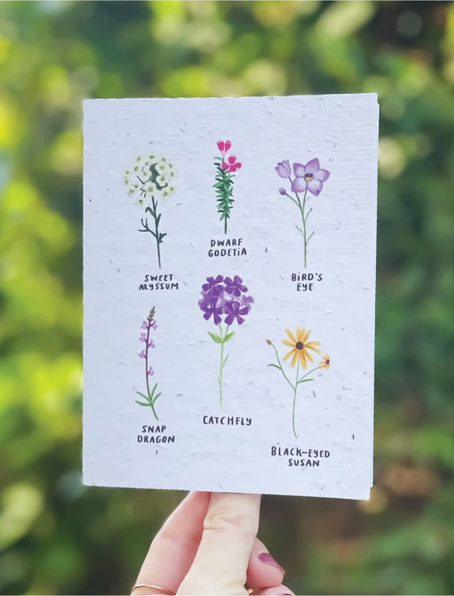 blank wildflower seed paper card for mental health