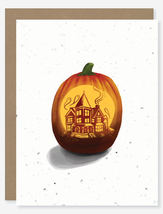haunted halloween holiday greeting card