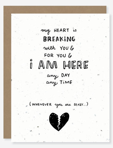 heart breaking sympathy love card